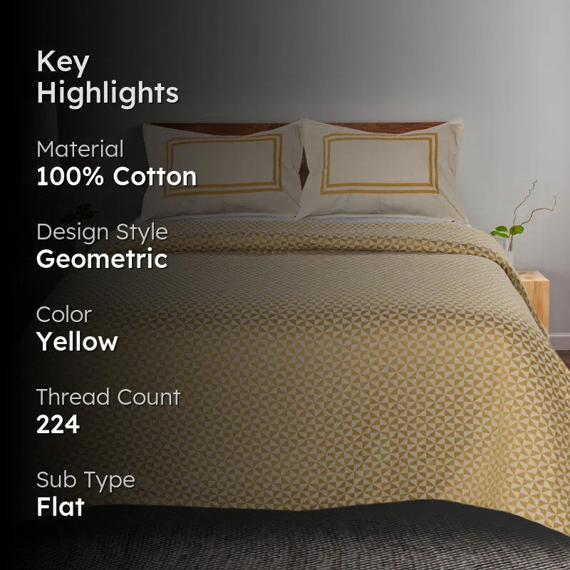 Saral Home Firki Cotton Bedsheet (Yellow) - 224 TC media 2