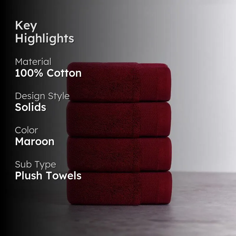 Micro Cotton Soft Serenity Solid Face Towel (Maroon) - Set Of Four media 2