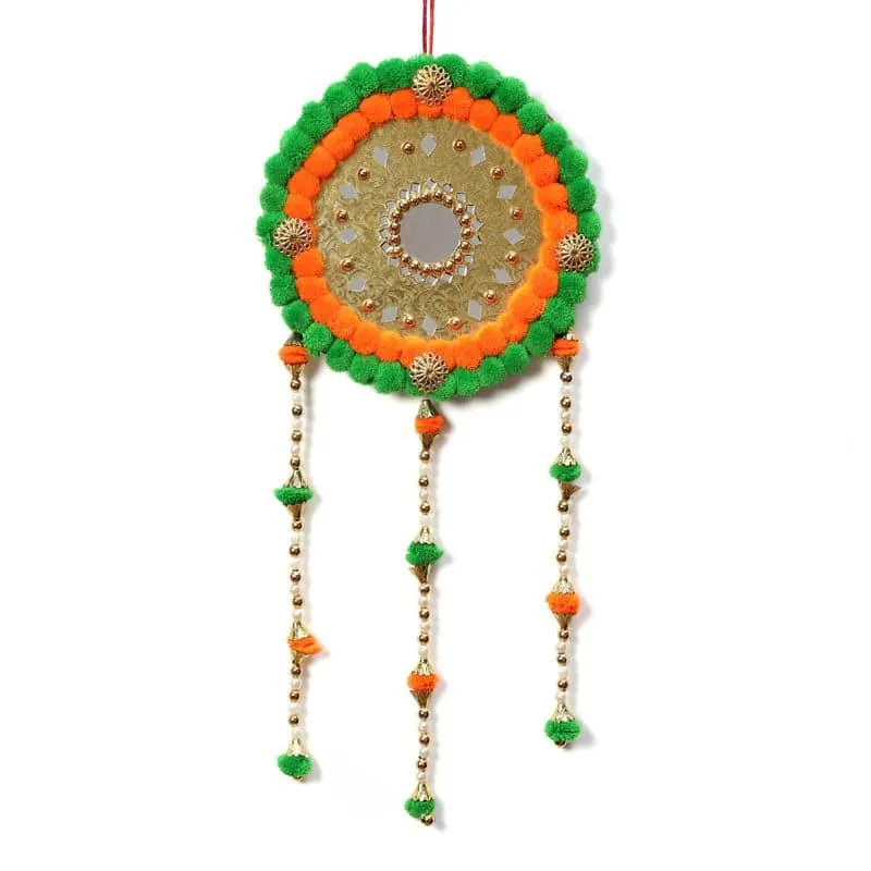 Round Festive Latkan - Orange & Green media 4