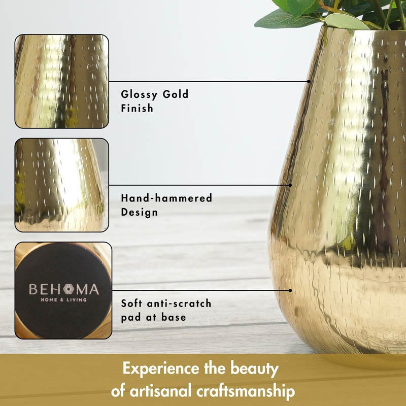 Drop-Style Metal Vase - Gold media 6