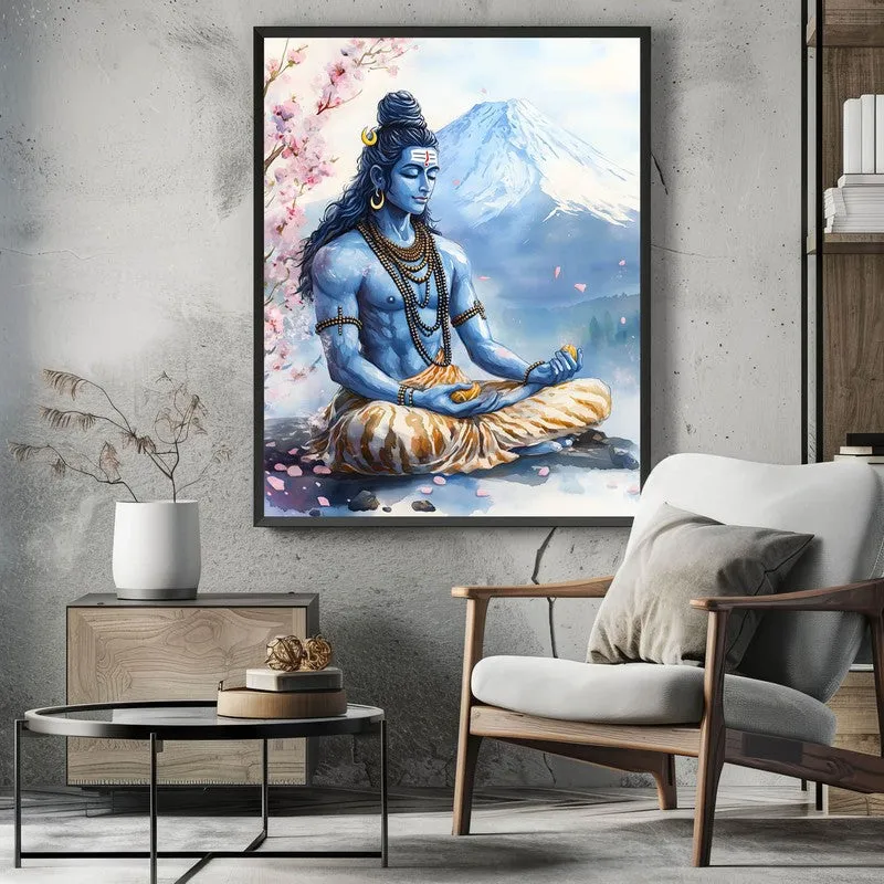 Mahakaleshwar Spiritual Archival Paper Wall Painting With Frame - Black media 3