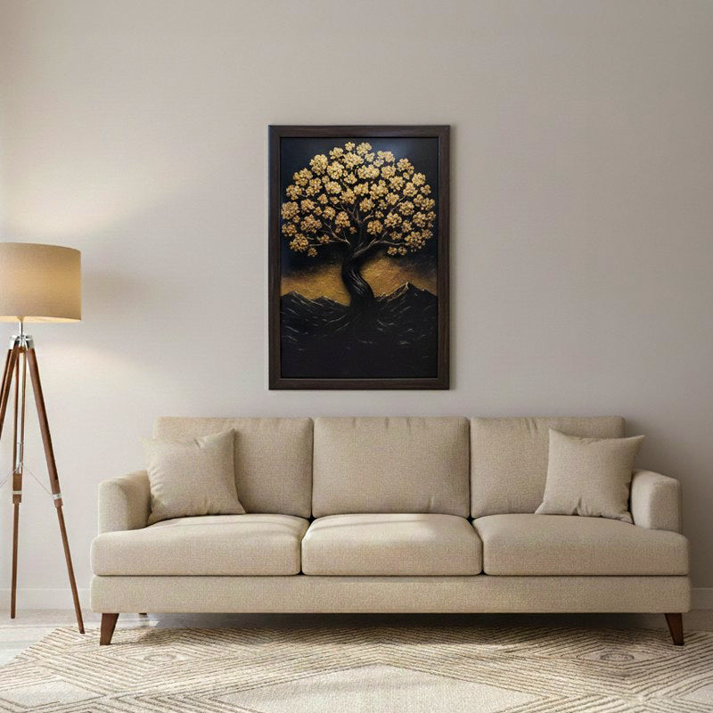 Tree of Prosperity Artistic Wall Painting With Frame