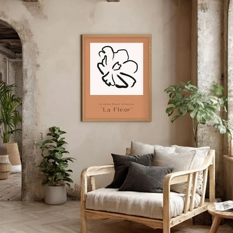 Unfurling Petal Canvas Wall Painting With Brown Frame media 5