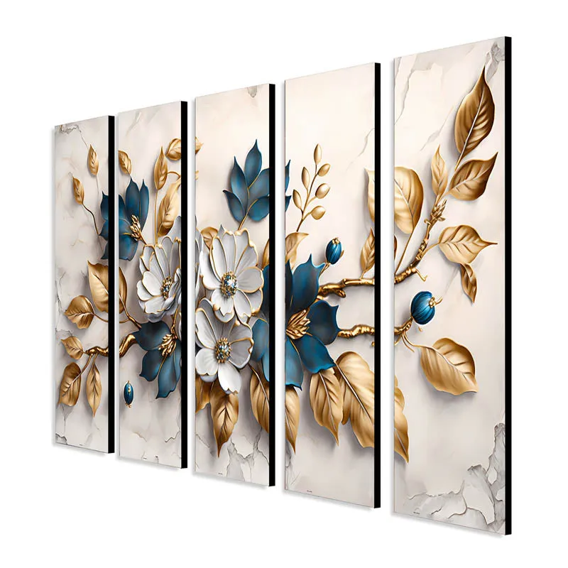 Abbla Flora Canvas Wall Painting - Set Of Five media 5