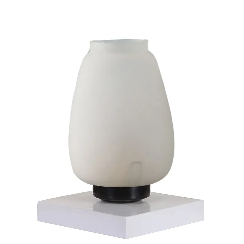 Glazone Glass Table Lamp With Wooden Base - White media 6