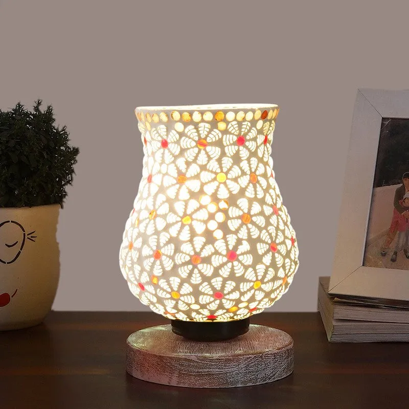 Glintera Mosaic Glass Table Lamp With Wooden Base - Multicolor media 3