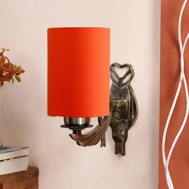 Love Gleam Atva Cylindrical Fabric & Metal Wall Lamp - Orange media 3
