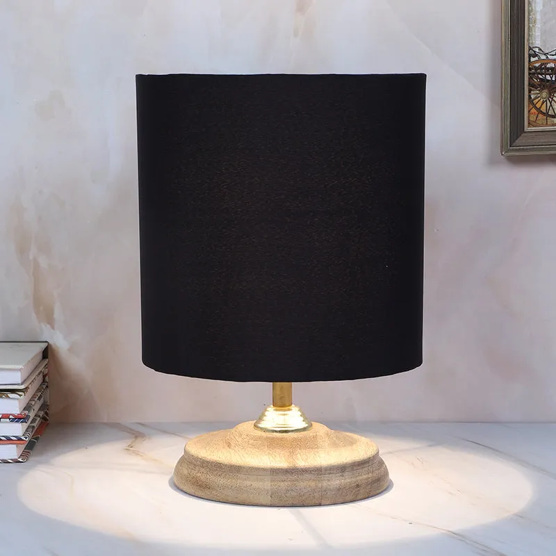 Bisara Pebble Solid Mango Wood Table Lamp - Black,Brown media 1