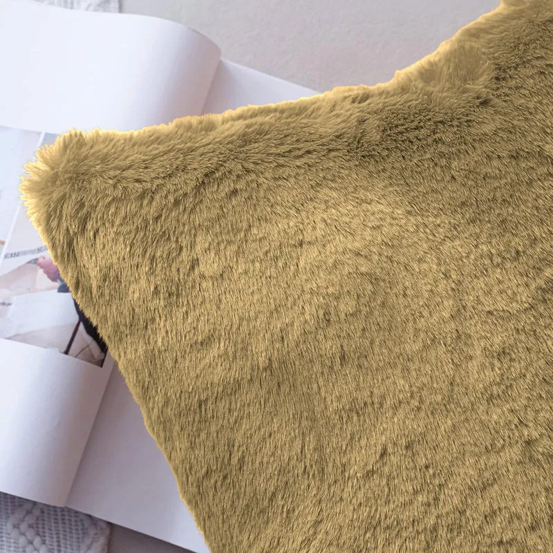 Fur Dual Cushion Cover Set (Dull gold) - Set Of Two media 6