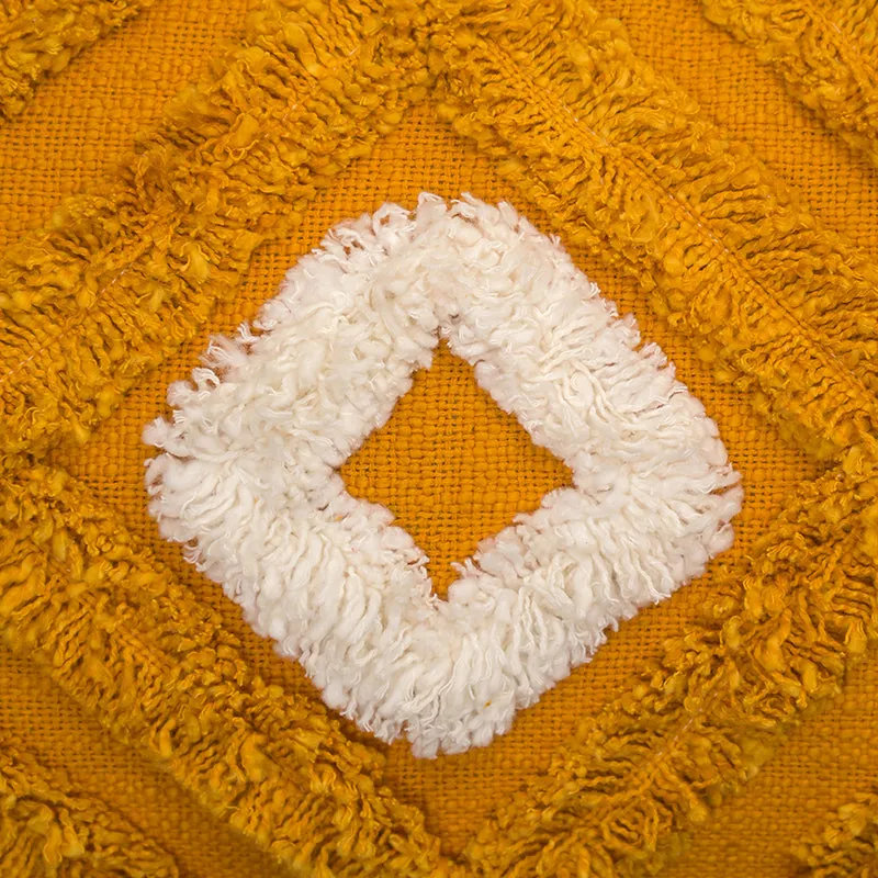 Brush Stitch Tufted Cushion Cover (Rectangle) - Yellow media 5