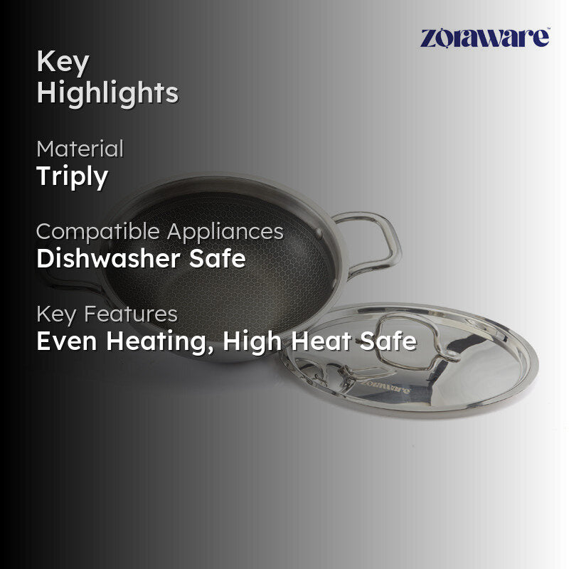 Zoraware Induction Safe Kadhai With Lid - 1600 mL/20 CM image 2
