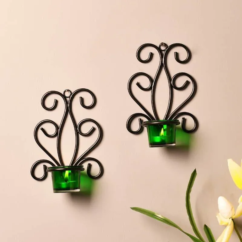 Antique Sconce Candle Holder (Green) - Set Of Two media 1