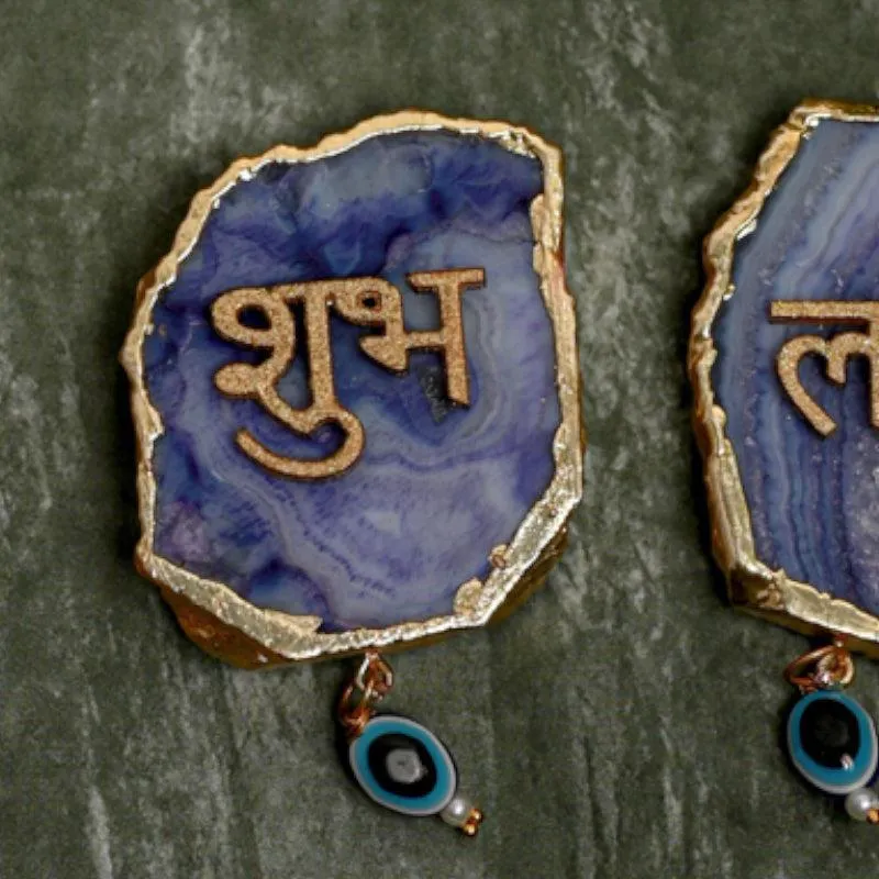 Shub Labh Agate Wall Accents (Dark Blue) - Set Of Two media 3