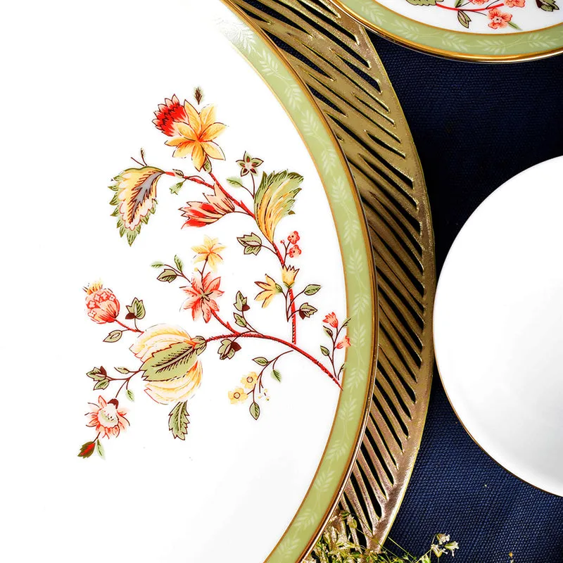 Painted Blooms 24k Gold Brushed Porcelain Dinner Set - 21 Piece Set media 7