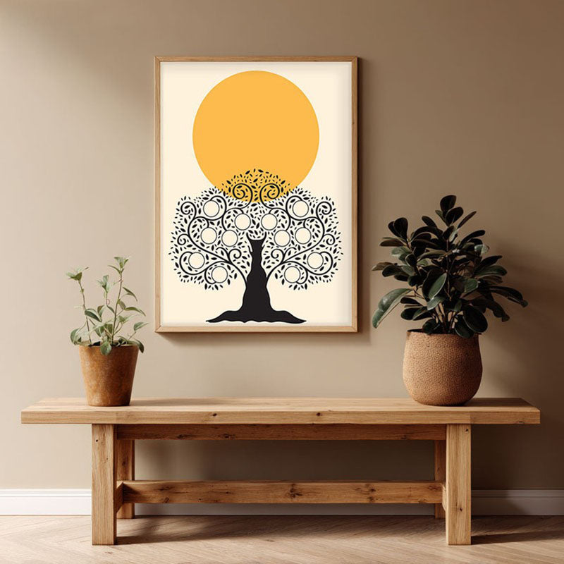 Tharu Archival Paper Wall Art - Natural Brown Frame