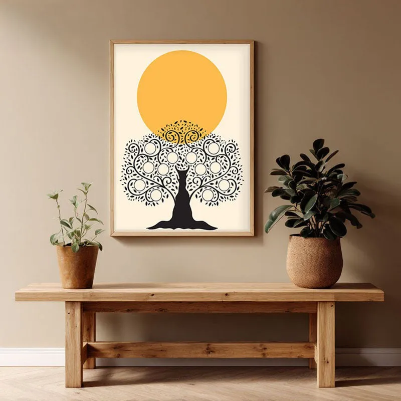 Tharu Archival Paper Wall Art - Natural Brown Frame media 1