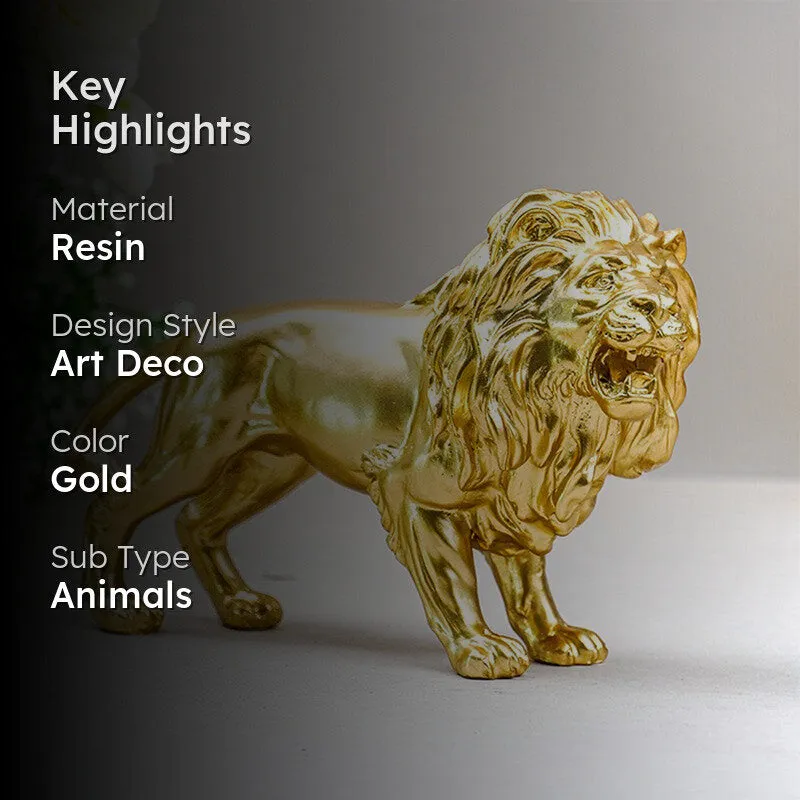 Golden Roar Lion Showpiece - Gold media 2