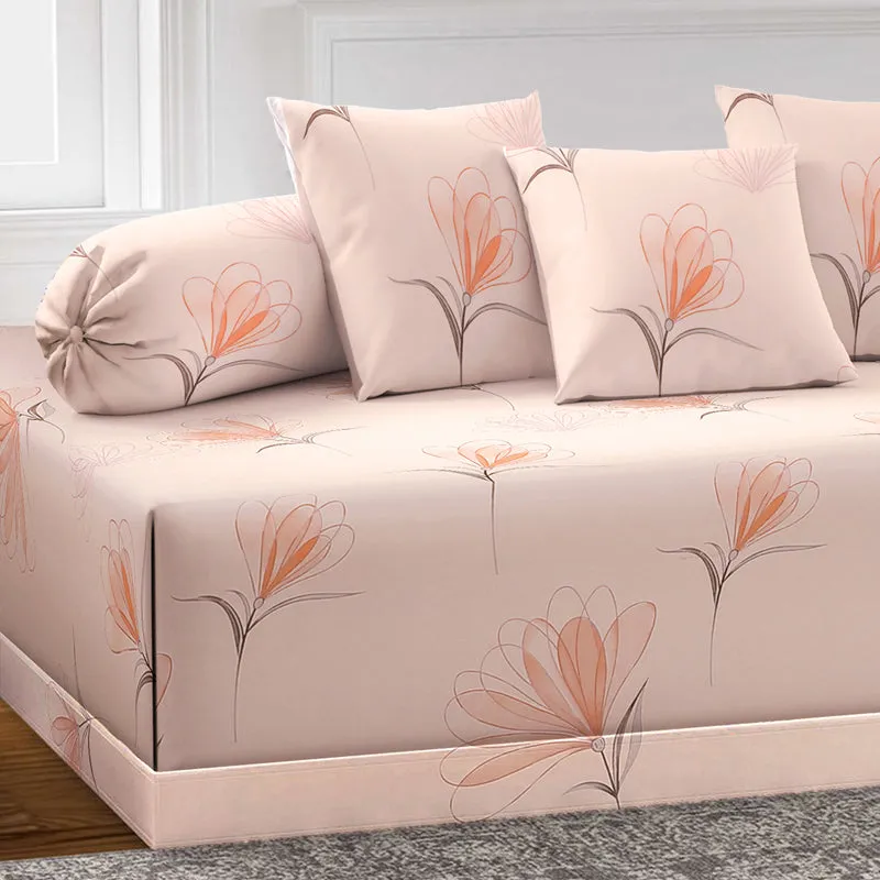 Peach Petals Diwan Set - Six Piece Set media 3