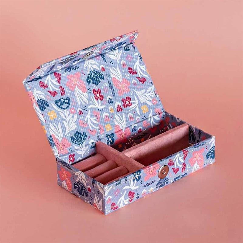 Pearlised Paper Leather Travel Jewel Box Small - Blue Meadow media 5