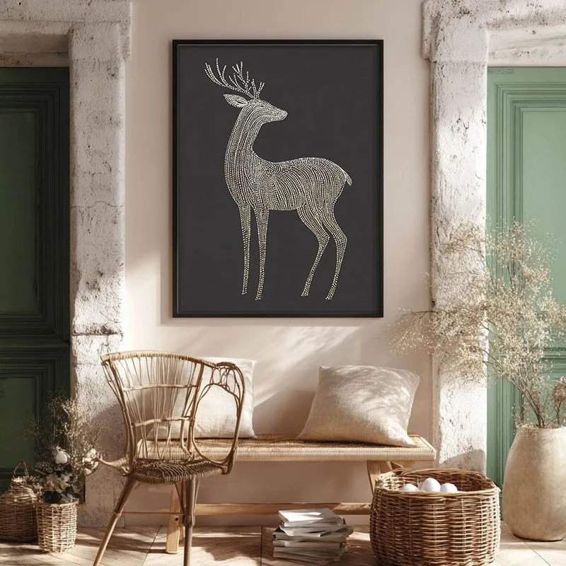 Majestic Deer Illustration Canvas Wall Painting With Black Frame media 7