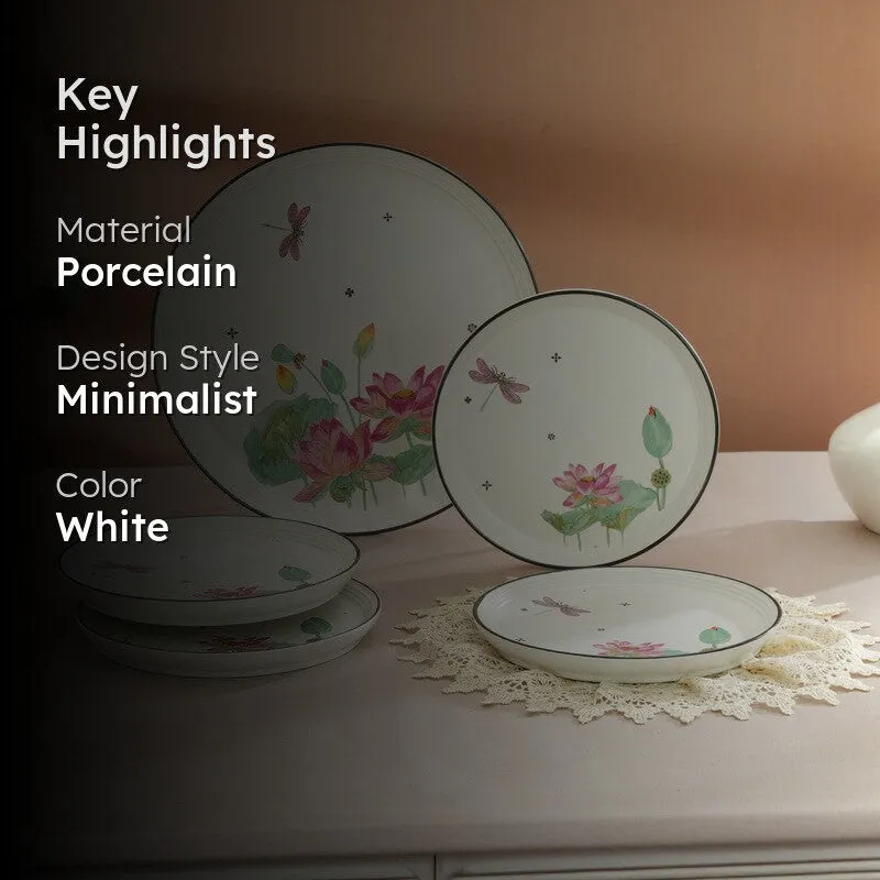 Dragonfly Bloom 4 Quarter Paltes with 1 Dinner Plate - Five Piece Set media 2