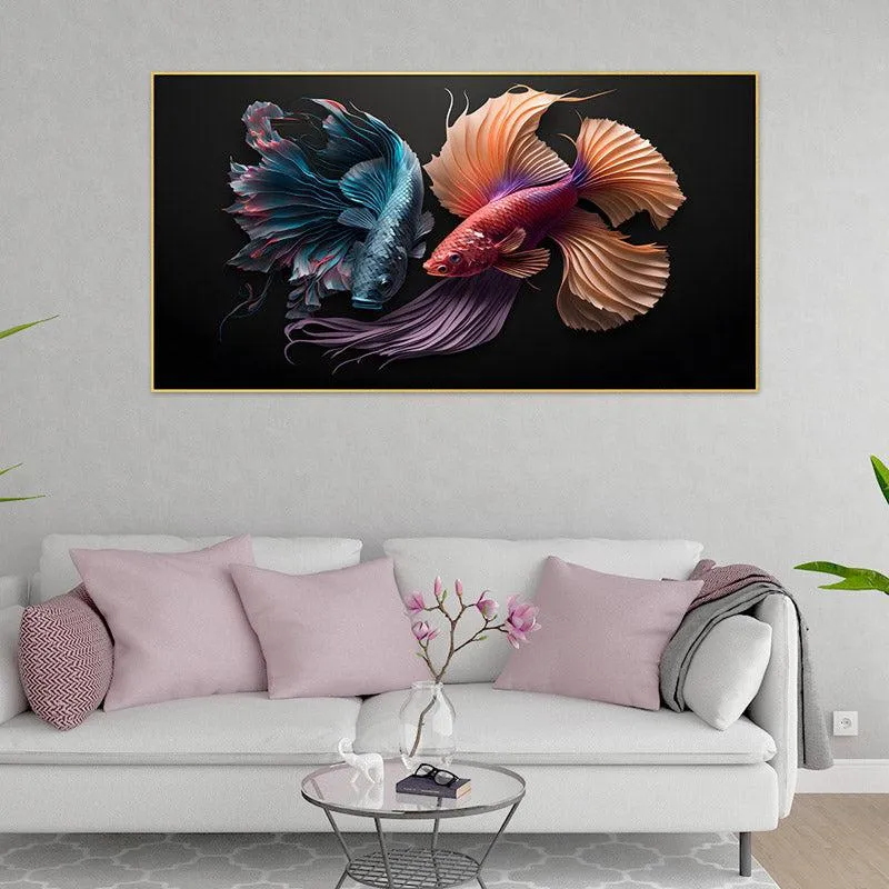 Chroma Fins Wall Painting With Frame media 3
