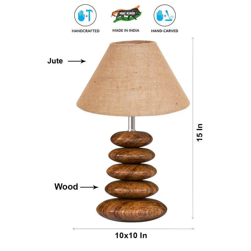 Lynari Jute Table Lamp With Wooden Base - Beige media 7