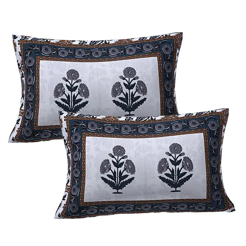 Pari Ethnic Cotton Bedsheet (Grey) - 180 TC media 4