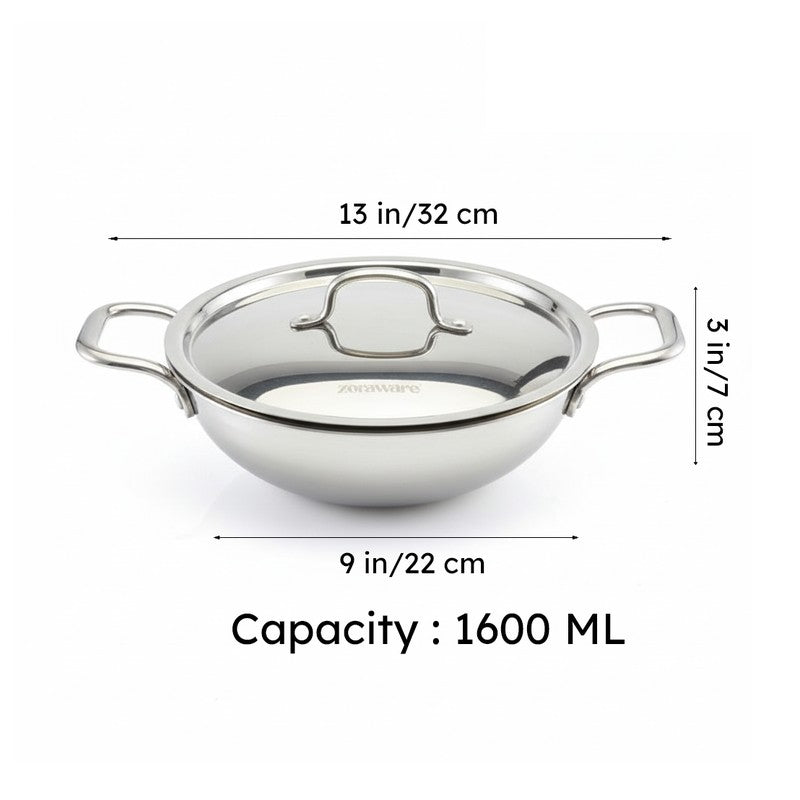 Zoraware Induction Safe Kadhai With Lid - 1600 mL/20 CM image 9