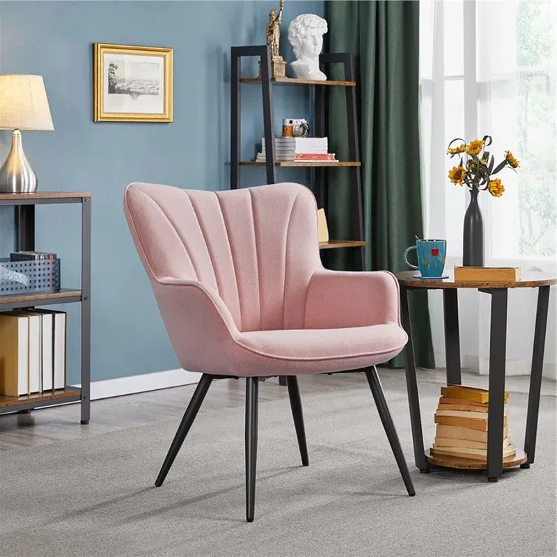 Seren Neem Wood Accent Chair - Pink media 4