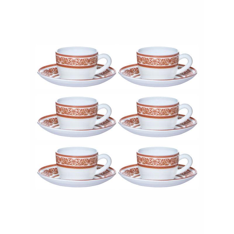 Cello Aari Ethnic Red Cup & Saucer (130 ML) - Twelve Piece Set media 3