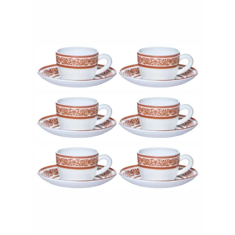 Cello Aari Ethnic Red Cup & Saucer (130 ML) - Twelve Piece Set media 3
