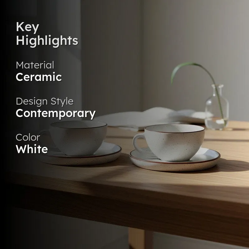 Ceramic Cup & Saucer (White/240 mL Each) - Set of Two media 2