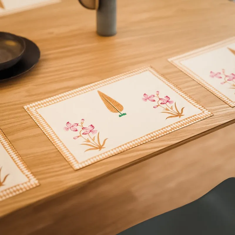 Classic Linen Cotton Table Mat (Orange) - Set Of Six media 4