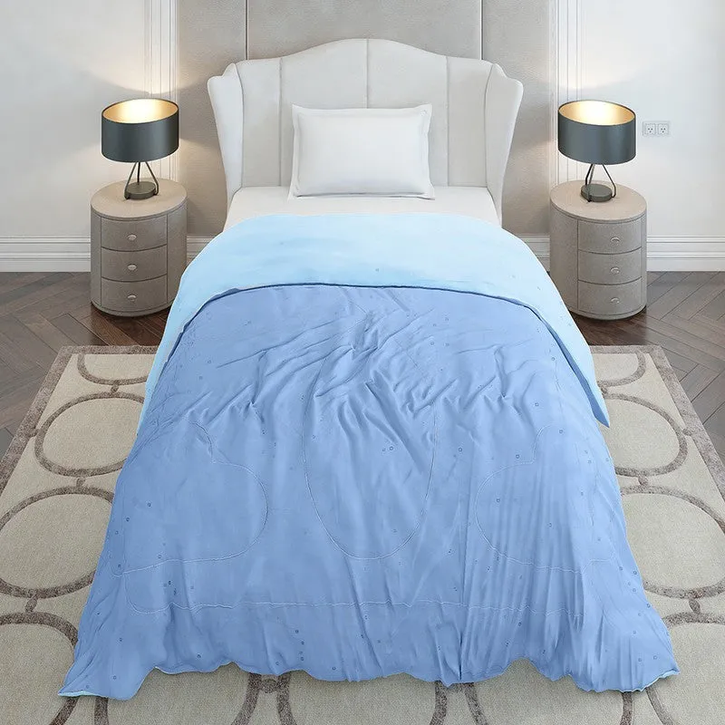 Monte Carlo Softelle Solid Polyester Reversible Comforter (Blue & Light Blue) - 110 GSM media 5