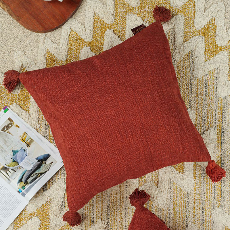 Claira Solid Cushion Cover (Red) - Set Of Two media 5