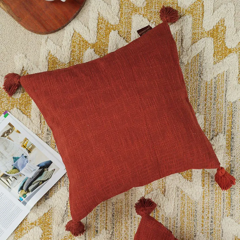 Claira Solid Cushion Cover (Red) - Set Of Two media 5