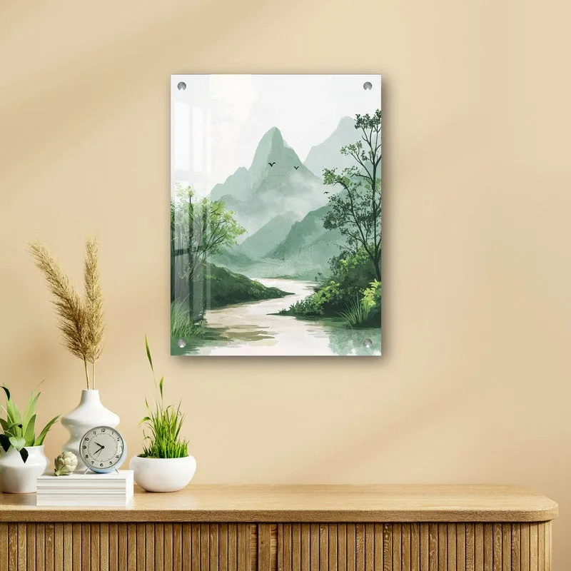 Zen Forest Green Japanese Acrylic Wall Art media 4