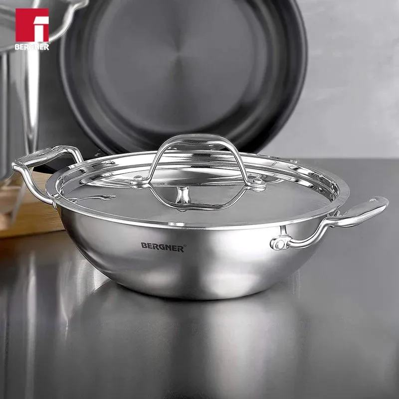 Bergner Argent Triply Deep Kadhai With Lid - 4500 mL media 1