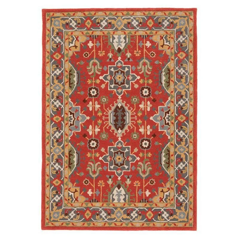 Nausicaa Hand Tufted Ethnic Wool & Nylon Carpet - Red media 1
