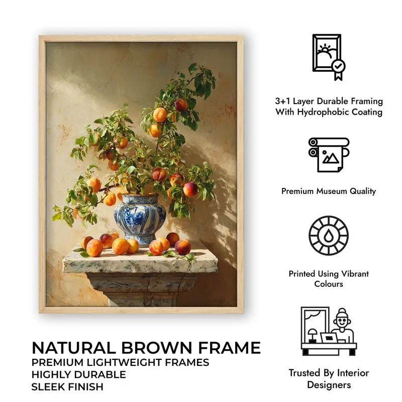 Pedestal Peach Canvas Wall Painting - Brown Frame media 10