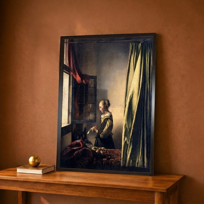 Girl Reading a Letter Canvas Wall Painting - 12 x 16 inches