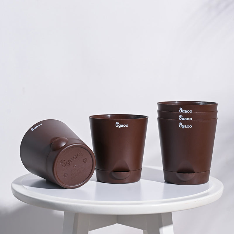 Ugaoo Bare Root Plastic Planter (Brown) - Set Of Five media 5