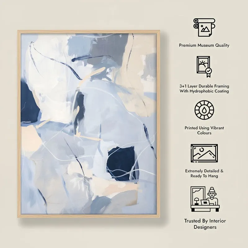 Cobalt Flux Framed Canvas Archival Canvas Wall Painting - Natural Brown Frame media 7