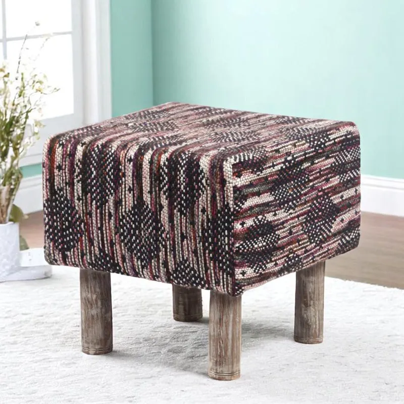 Wrixon Acacia Wooden Ottomans - Multicolor media 1