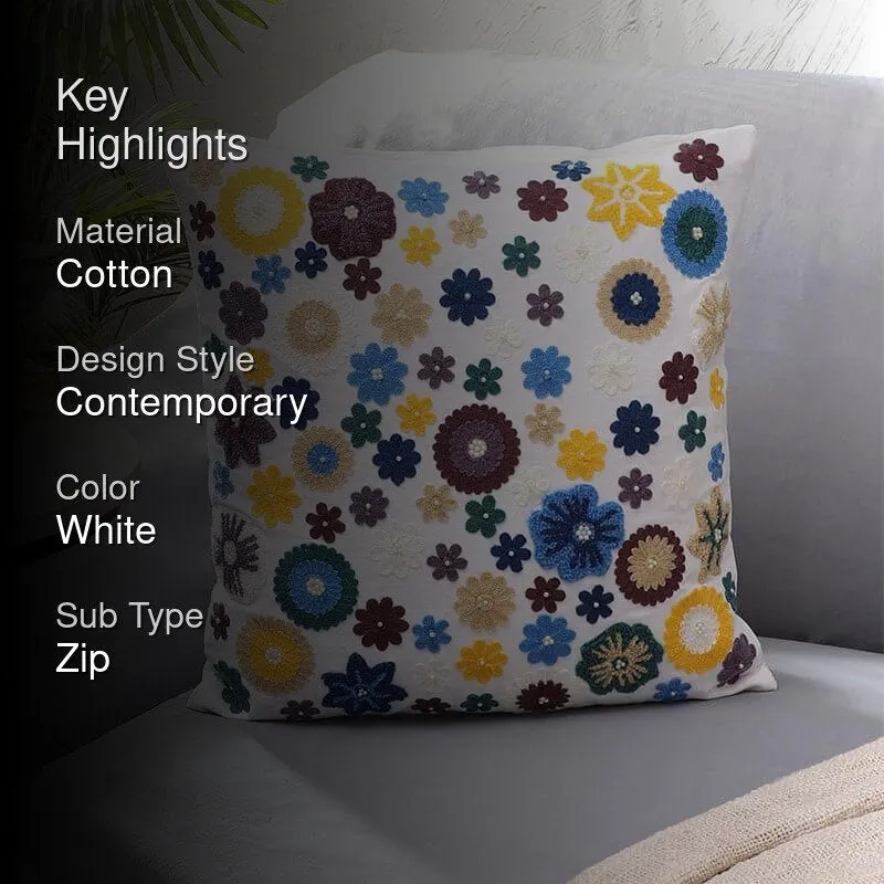 Floro Blast Cushion Cover - White media 2