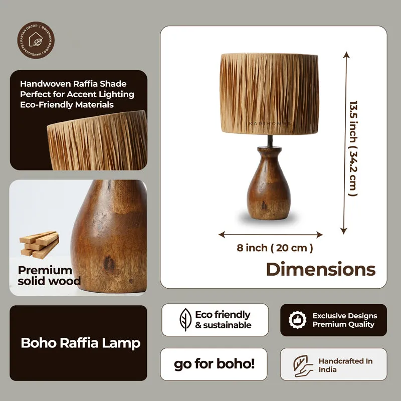 ArcLit Rattan Mango Wood Table Lamp - Beige media 8