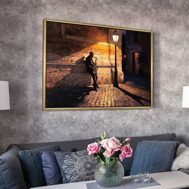 Saxophone Solitude Canvas Wall Painting With Frame media 6