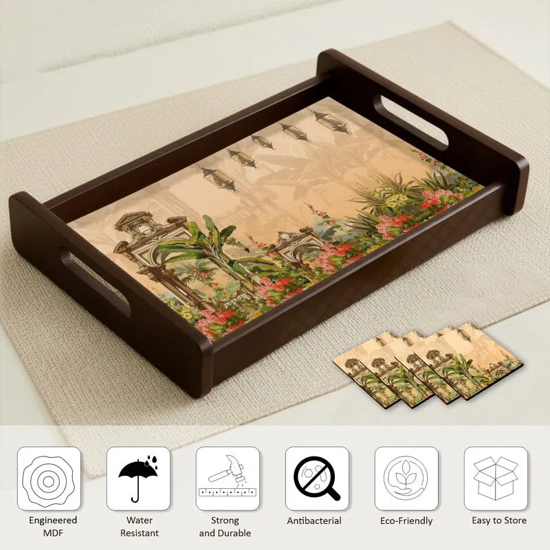 HeritageHaven Serving Tray with 4 Coasters - Five Piece Set media 7