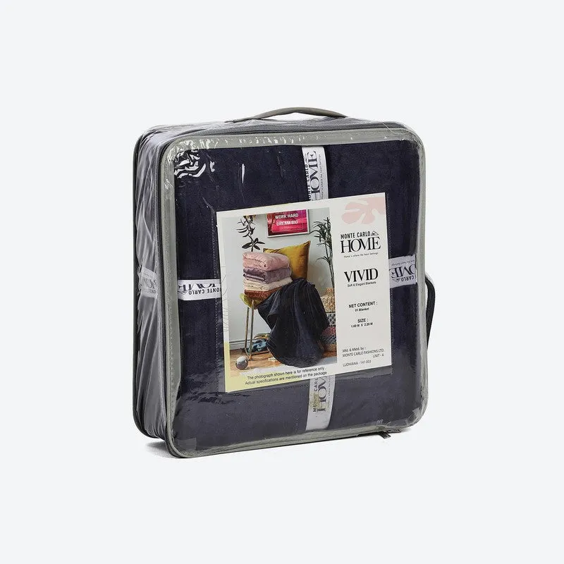 Monte Carlo Luxora Solid Polyester Blanket (Navy Blue) - 300 GSM media 7